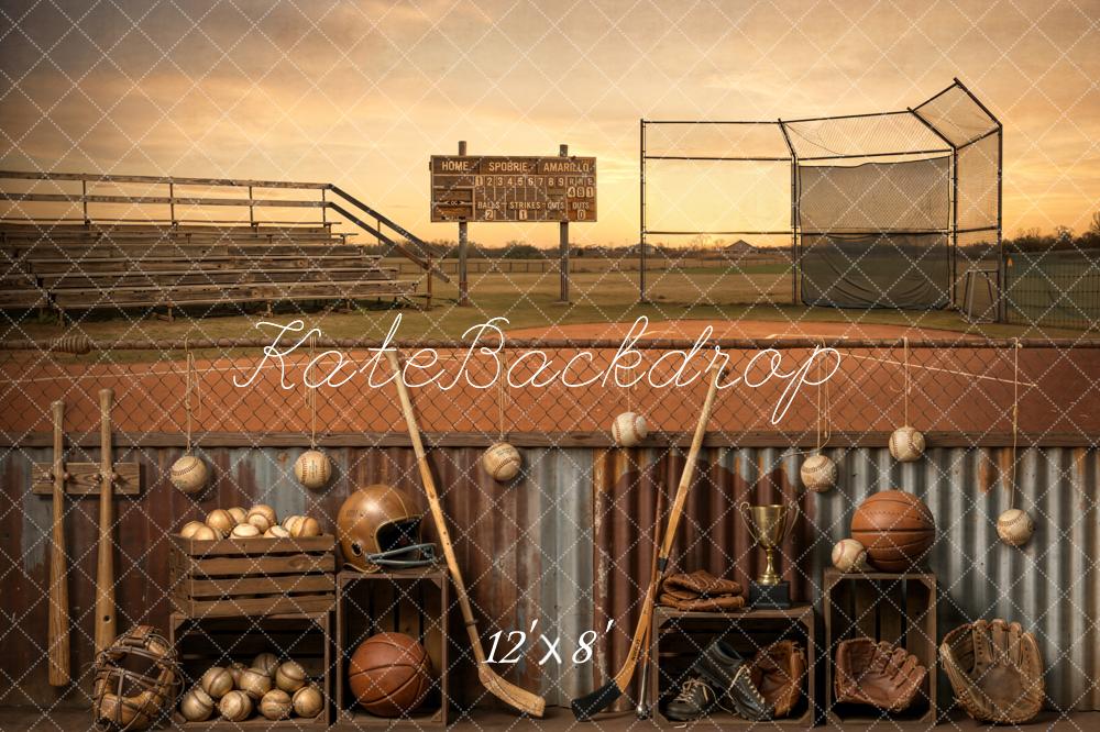 Kate Baseball Field Sports Sunset Backdrop Designed by Emetselch - Image 8