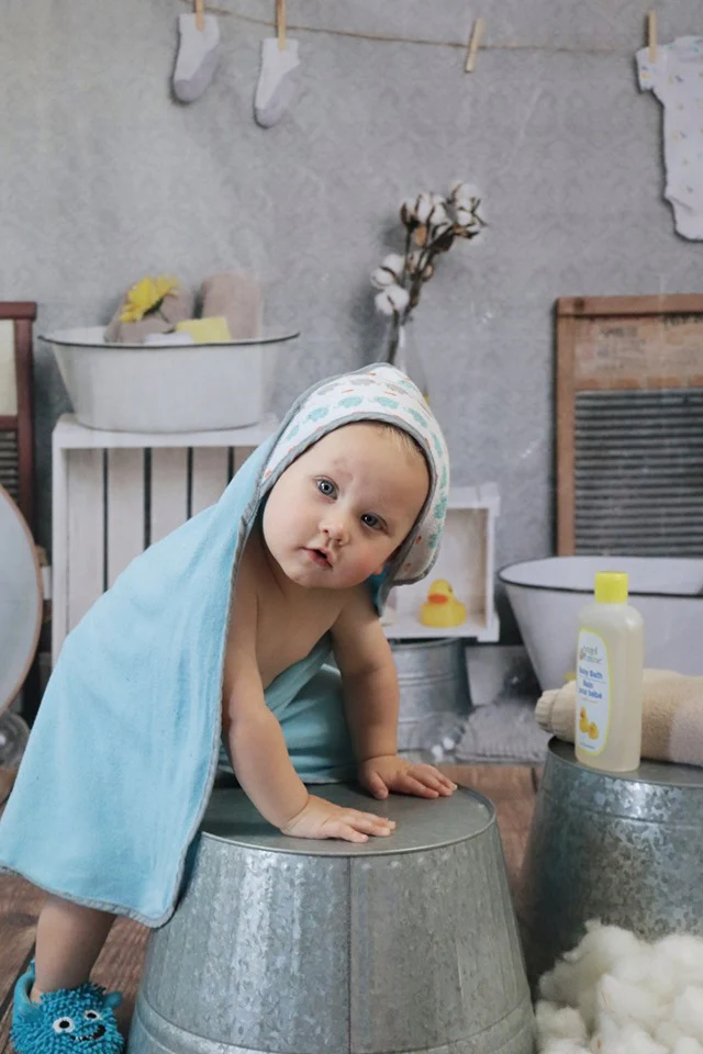 Kate Bath Time Baby Backdrop Summer Rubber Ducks and Bubbles Photos Designed by Erin Larkins - Image 5