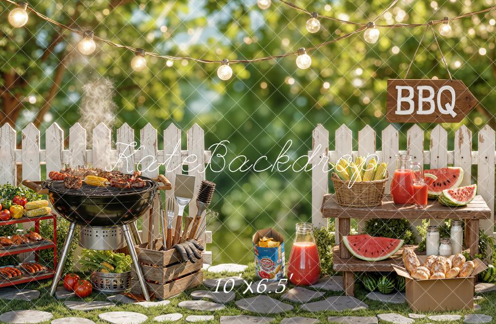 Kate BBQ White Picket Fence Garden Fleece Backdrop Designed by Chain Photography - Image 2