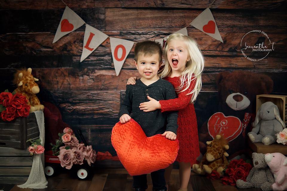 Kate Be my Valentine Wooden Wall And Teddy Bear Love Banner Backdrop - Image 3