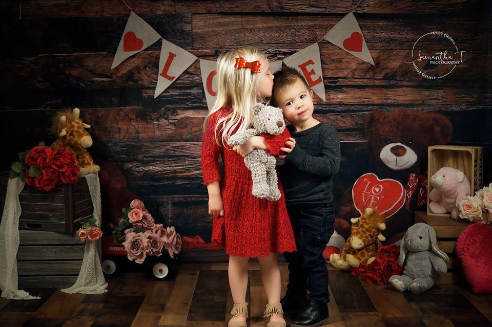 Kate Be my Valentine Wooden Wall And Teddy Bear Love Banner Backdrop - Image 4