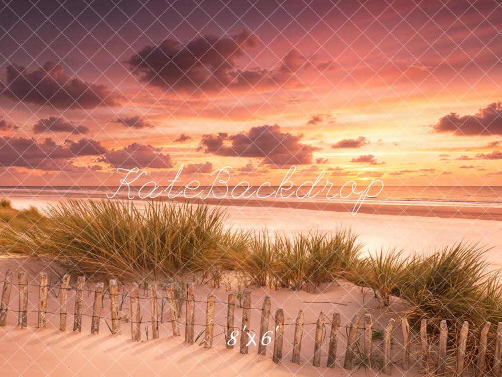 Kate Beach Dunes Fence Sunset Backdrop Designed by Emetselch - Image 3