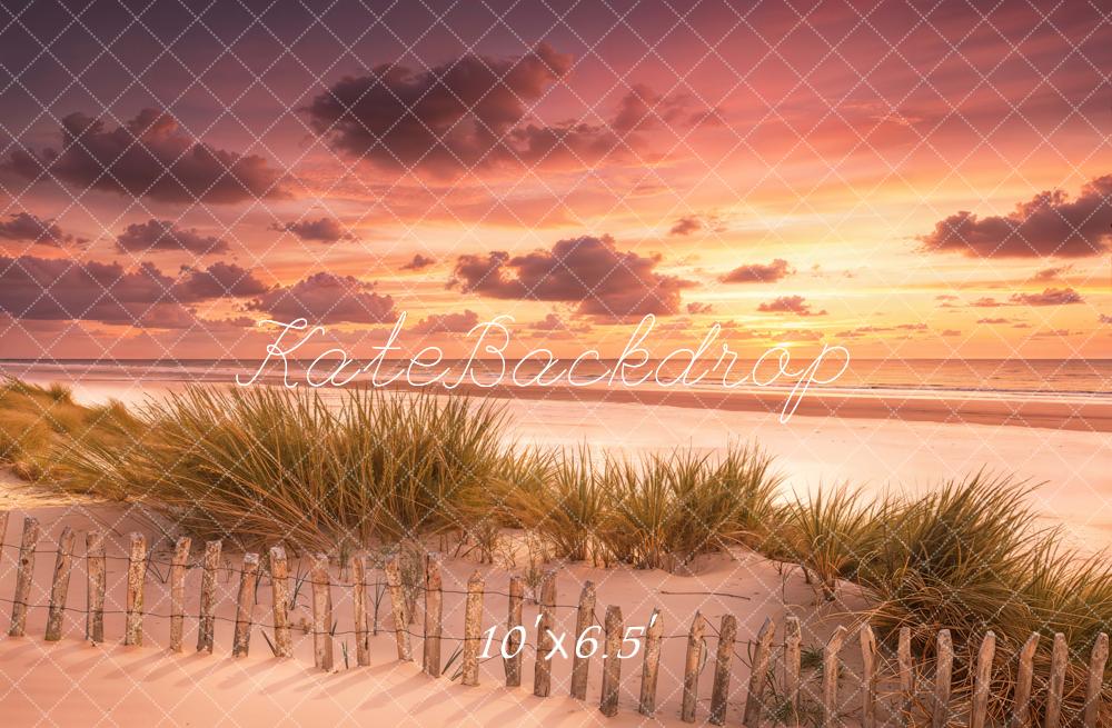 Kate Beach Dunes Fence Sunset Backdrop Designed by Emetselch - Image 4