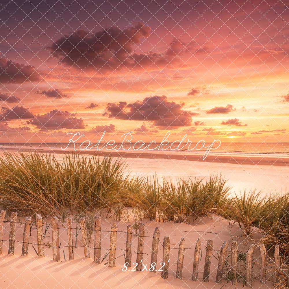 Kate Beach Dunes Fence Sunset Backdrop Designed by Emetselch - Image 5