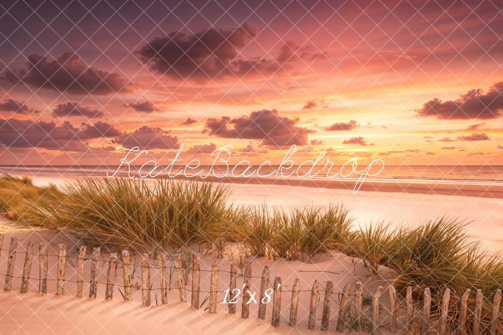 Kate Beach Dunes Fence Sunset Backdrop Designed by Emetselch - Image 8