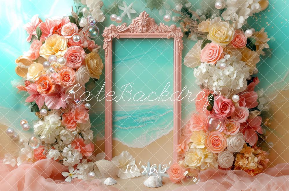 Kate Beach Flower Arch Seashells Backdrop Designed by Mini MakeBelieve - Image 4