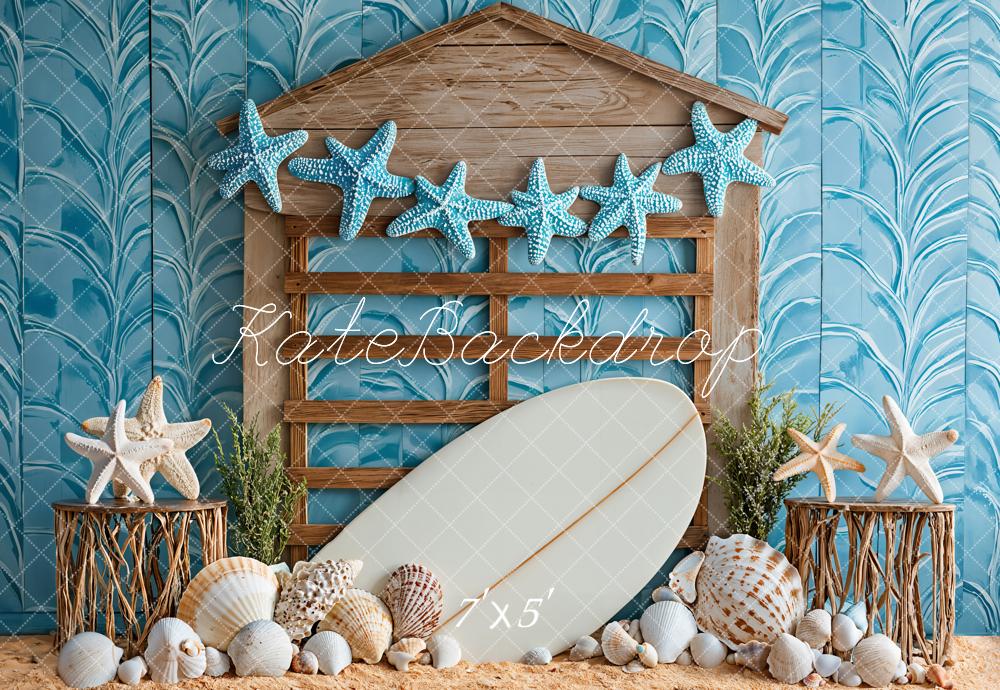 Kate Beach Starfish Seashell Surfboard Backdrop Designed by Kate Image