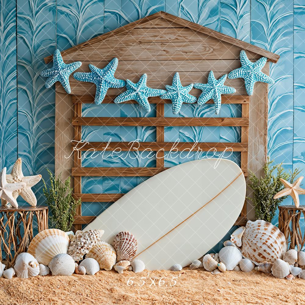 Kate Beach Starfish Seashell Surfboard Backdrop Designed by Kate Image - Image 2