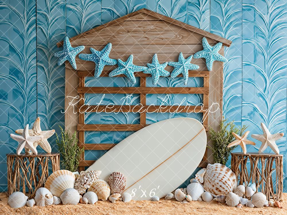 Kate Beach Starfish Seashell Surfboard Backdrop Designed by Kate Image - Image 3