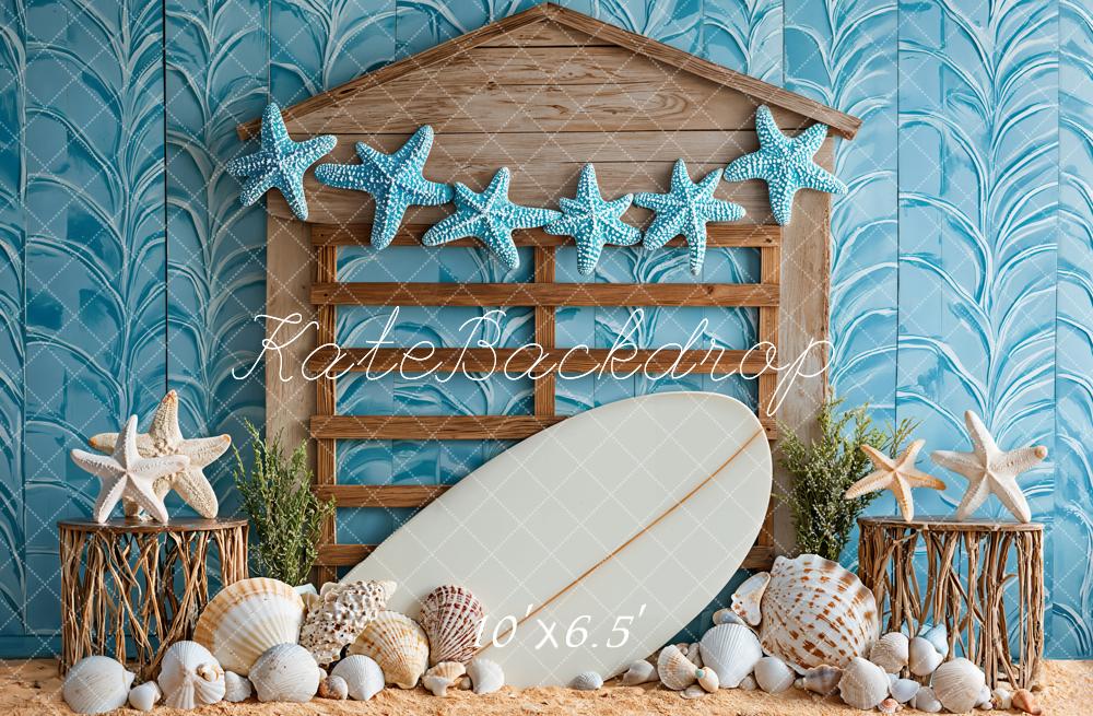 Kate Beach Starfish Seashell Surfboard Backdrop Designed by Kate Image - Image 4