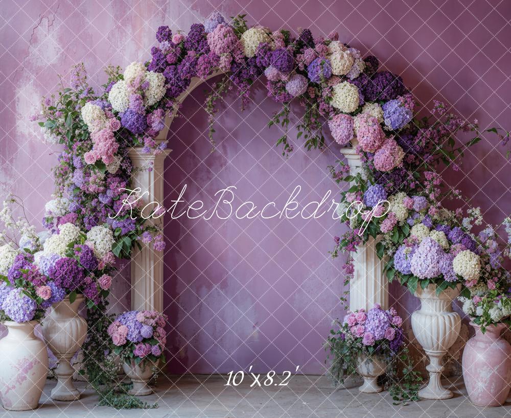 Kate Beautiful Purple Floral Arch Backdrop Designed by Emetselch - Image 3