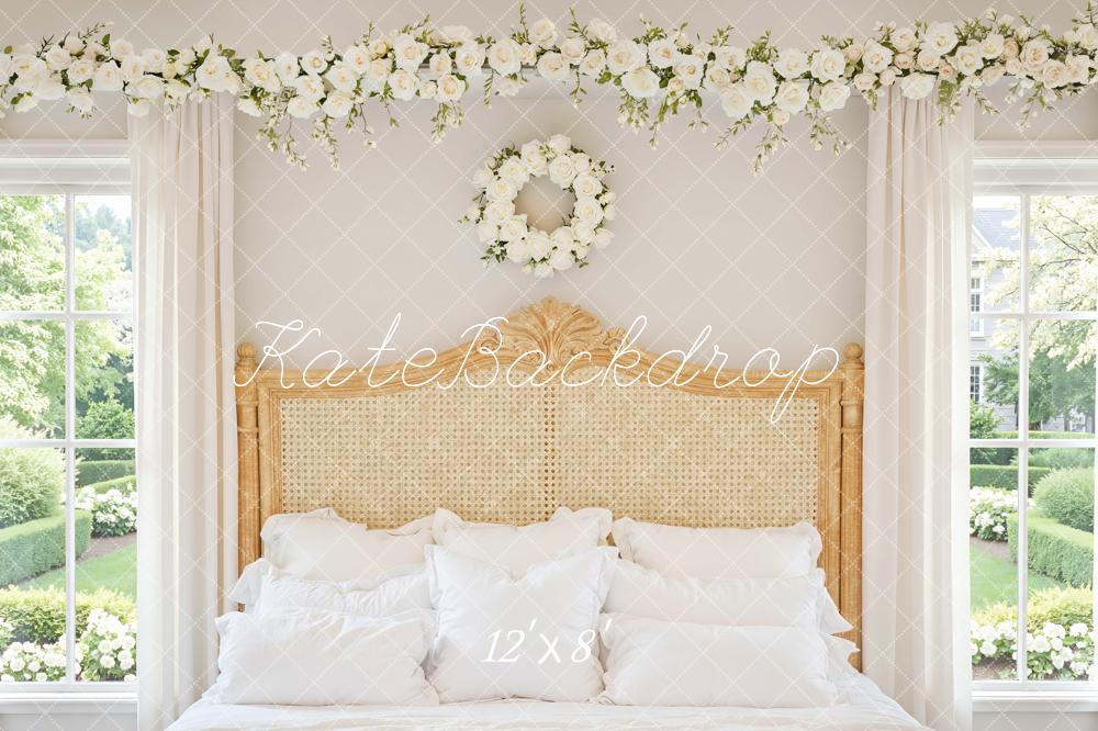 Kate Bedroom Rattan Headboard White Flowers Backdrop Designed by Mini MakeBelieve - Image 8