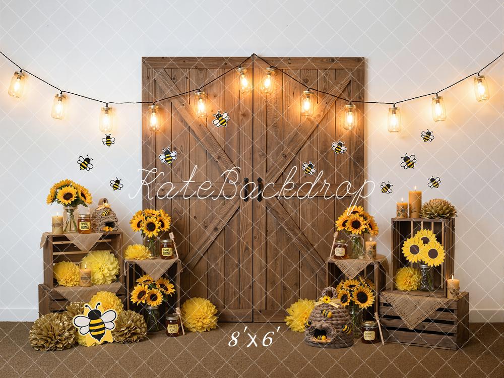 Kate Spring Bee Sunflower Wooden Crates Backdrop Designed by Emstselch - Image 3