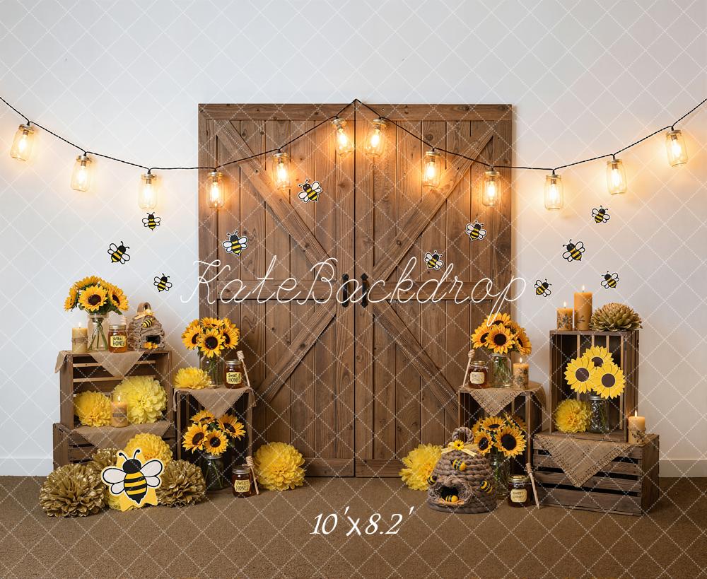 Kate Spring Bee Sunflower Wooden Crates Backdrop Designed by Emstselch - Image 6