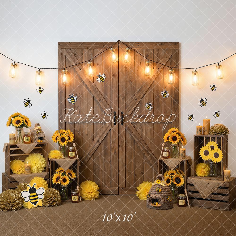 Kate Spring Bee Sunflower Wooden Crates Backdrop Designed by Emstselch - Image 7