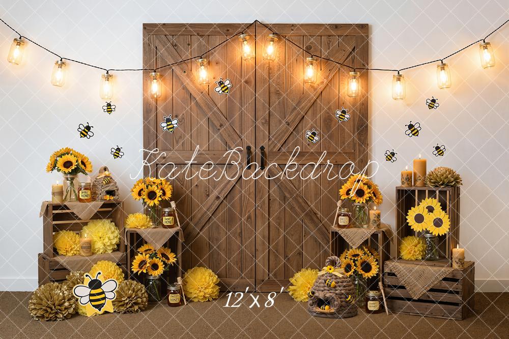 Kate Spring Bee Sunflower Wooden Crates Backdrop Designed by Emstselch - Image 8