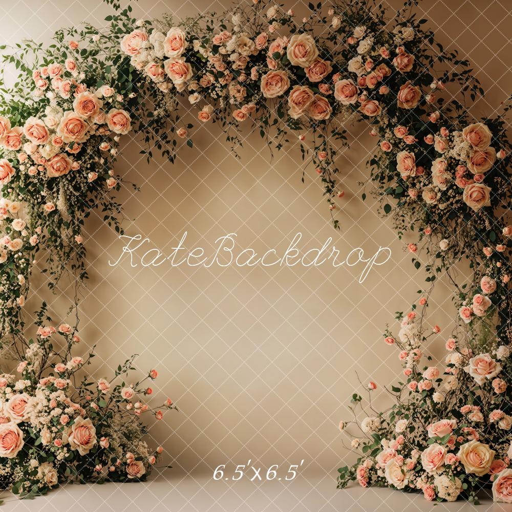 Kate Beige Arched Flower Wall Backdrop Designed by Emetselch - Image 4