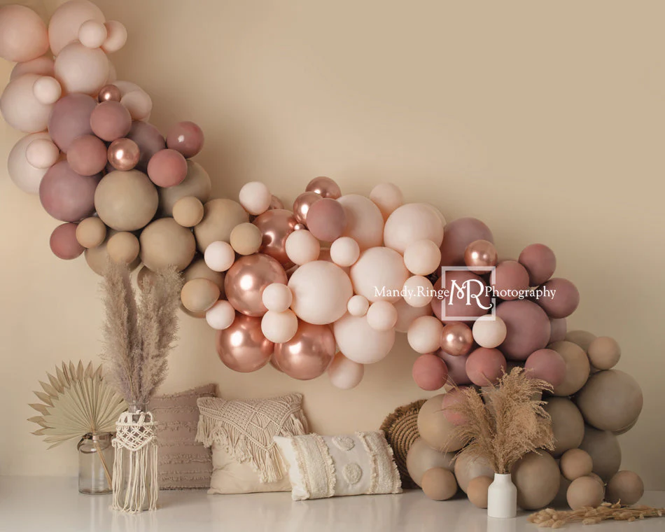 Kate Beige Boho Balloons Pillows Backdrop Designed by Mandy Ringe Photography - Image 2