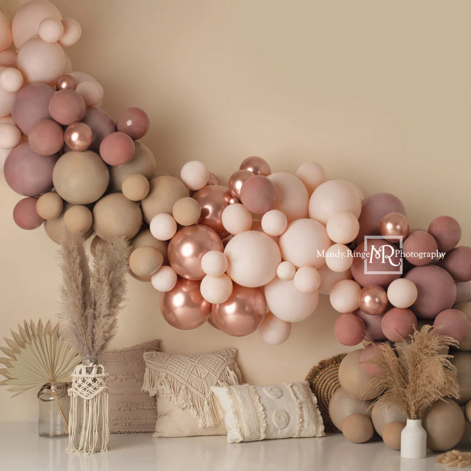 Kate Beige Boho Balloons Pillows Backdrop Designed by Mandy Ringe Photography - Image 3