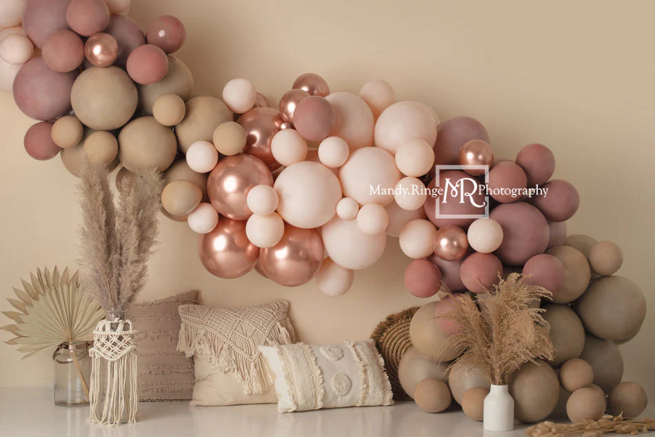 Kate Beige Boho Balloons Pillows Backdrop Designed by Mandy Ringe Photography - Image 4