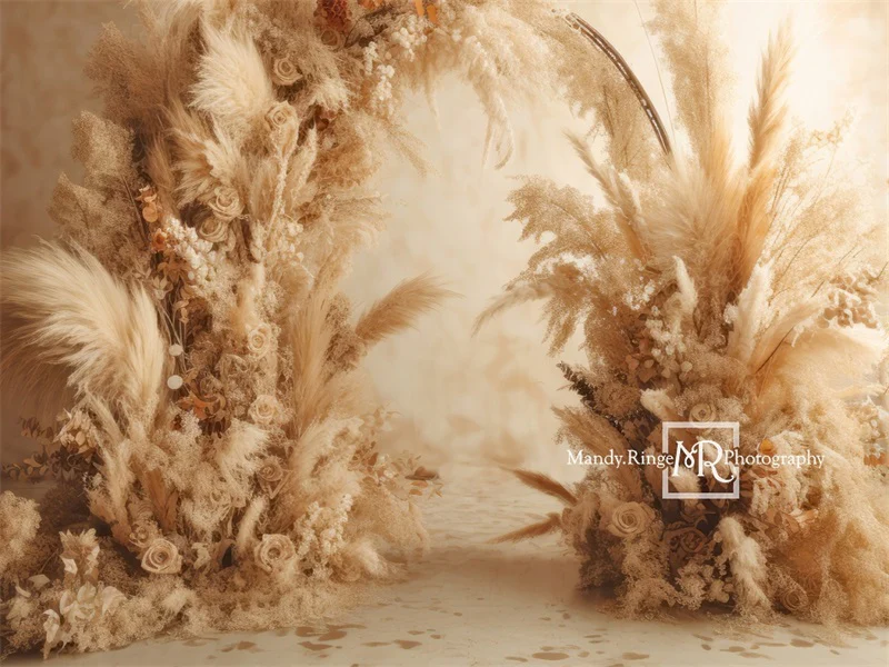 Kate Beige Boho Dried Flower Arch Backdrop Designed by Mandy Ringe Photography - Image 5