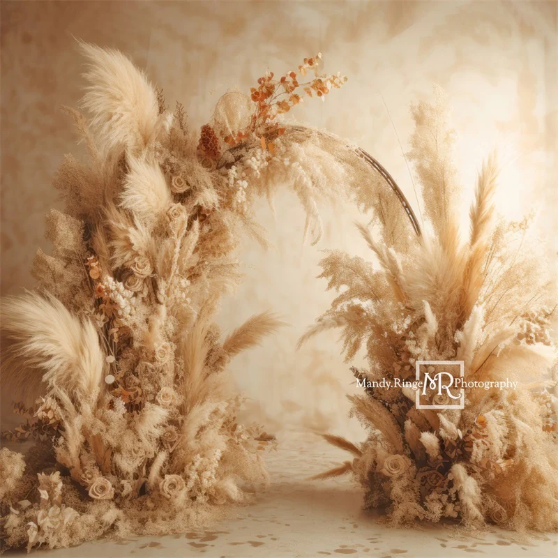 Kate Beige Boho Dried Flower Arch Backdrop Designed by Mandy Ringe Photography - Image 7