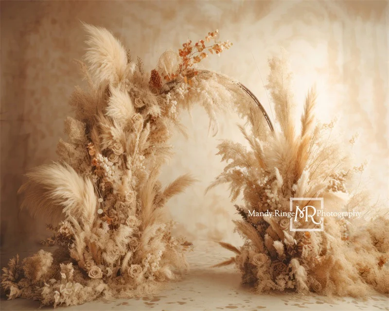 Kate Beige Boho Dried Flower Arch Backdrop Designed by Mandy Ringe Photography - Image 8