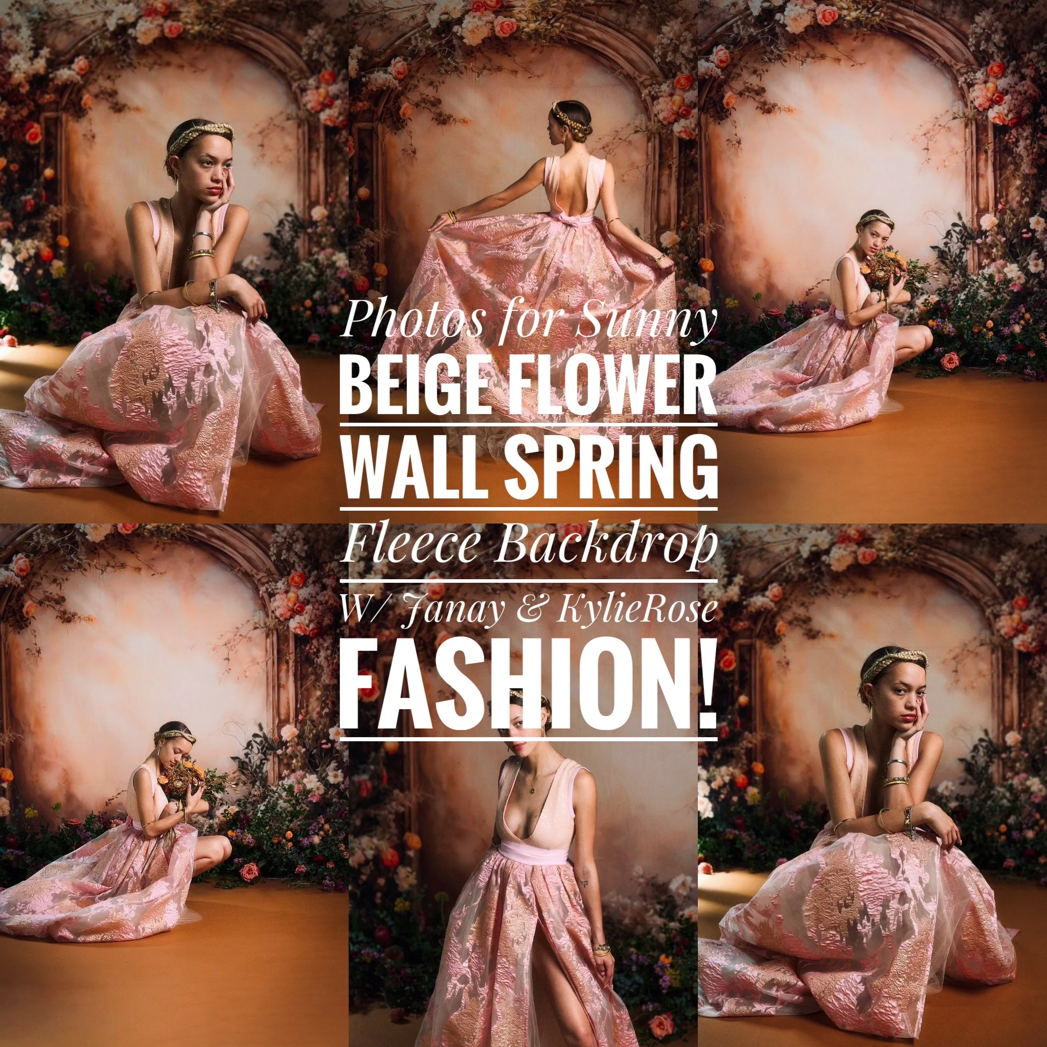 Kate Sunny Beige Flower Wall Spring Fleece Backdrop Designed by Emetselch - Image 3