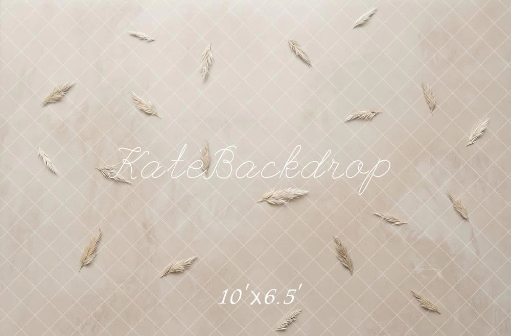Kate Beige Grid Wheat Sprigs Backdrop Designed by Mini MakeBelieve - Image 4