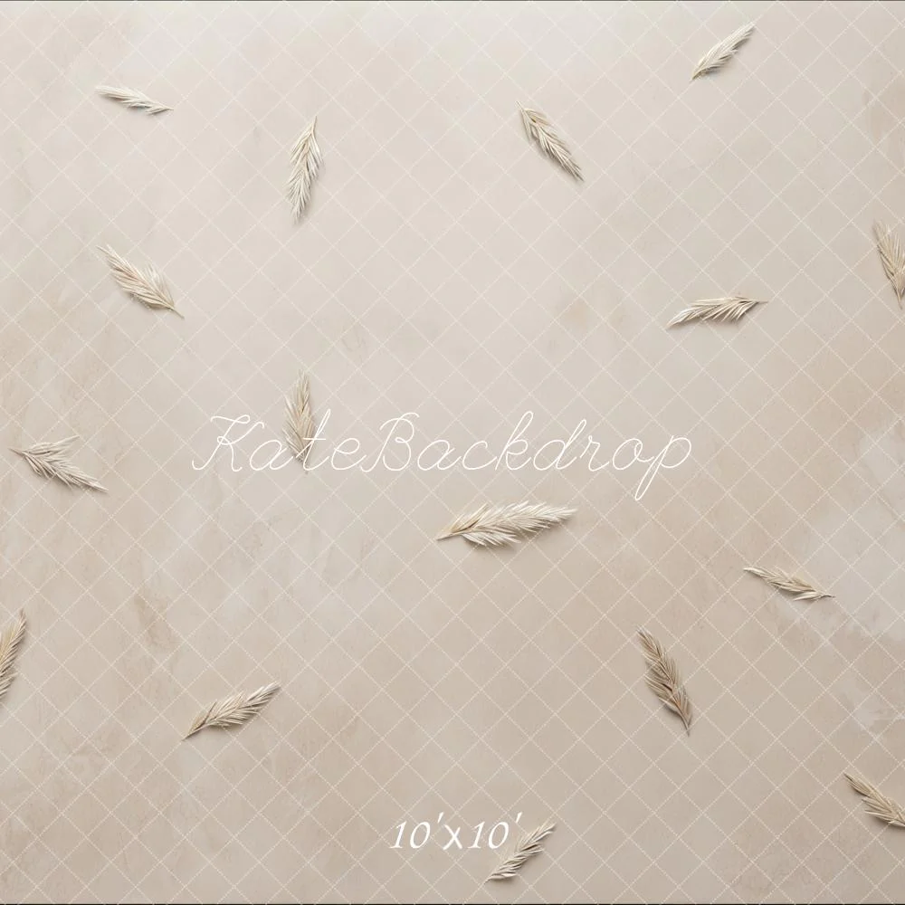 Kate Beige Grid Wheat Sprigs Backdrop Designed by Mini MakeBelieve - Image 7