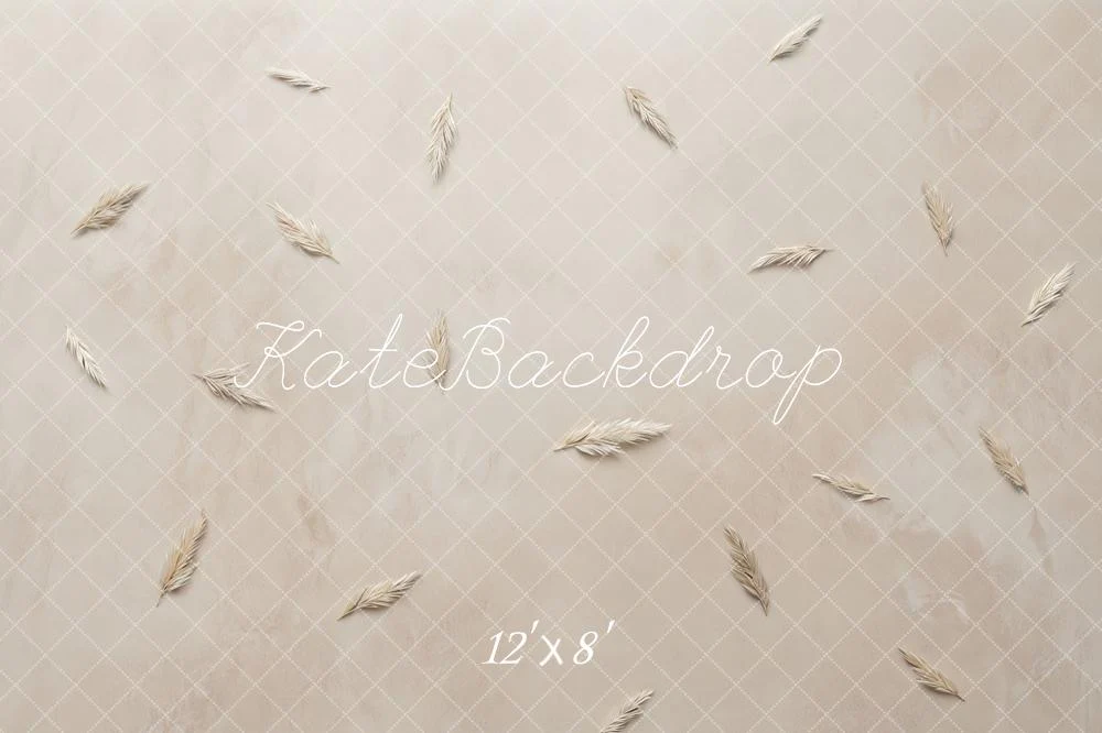 Kate Beige Grid Wheat Sprigs Backdrop Designed by Mini MakeBelieve - Image 8