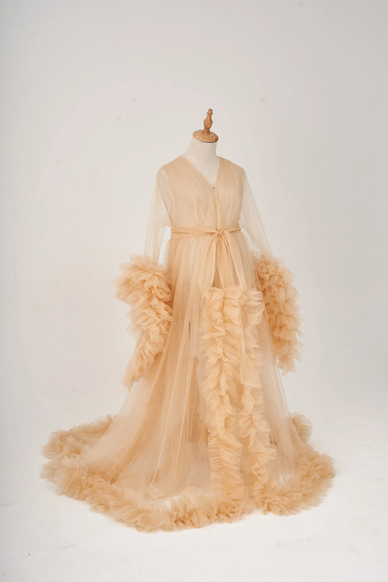 Kate Bell Sleeve Sheer Super Soft Ruffled Maternity Photoshoot Dress - Image 2