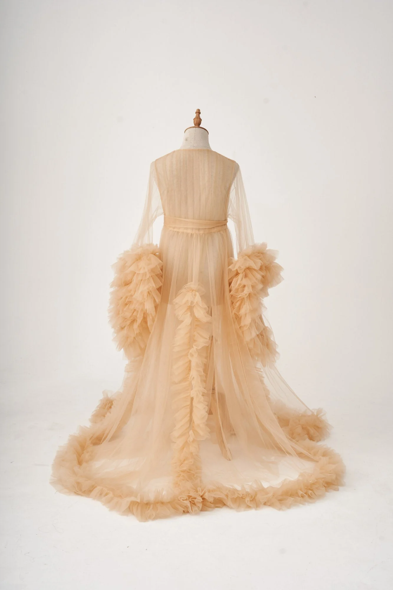 Kate Bell Sleeve Sheer Super Soft Ruffled Maternity Photoshoot Dress - Image 7