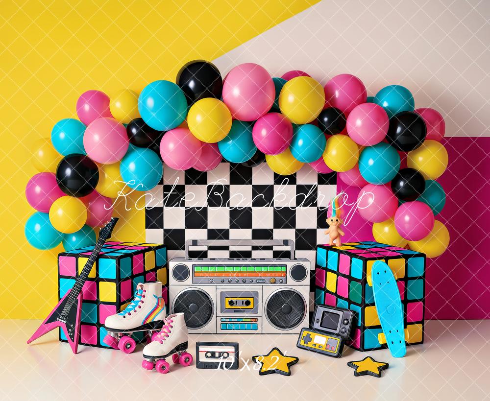 Kate Birthday 90s Retro Party Balloons Boombox Backdrop Designed by Ashley Paul - Image 5