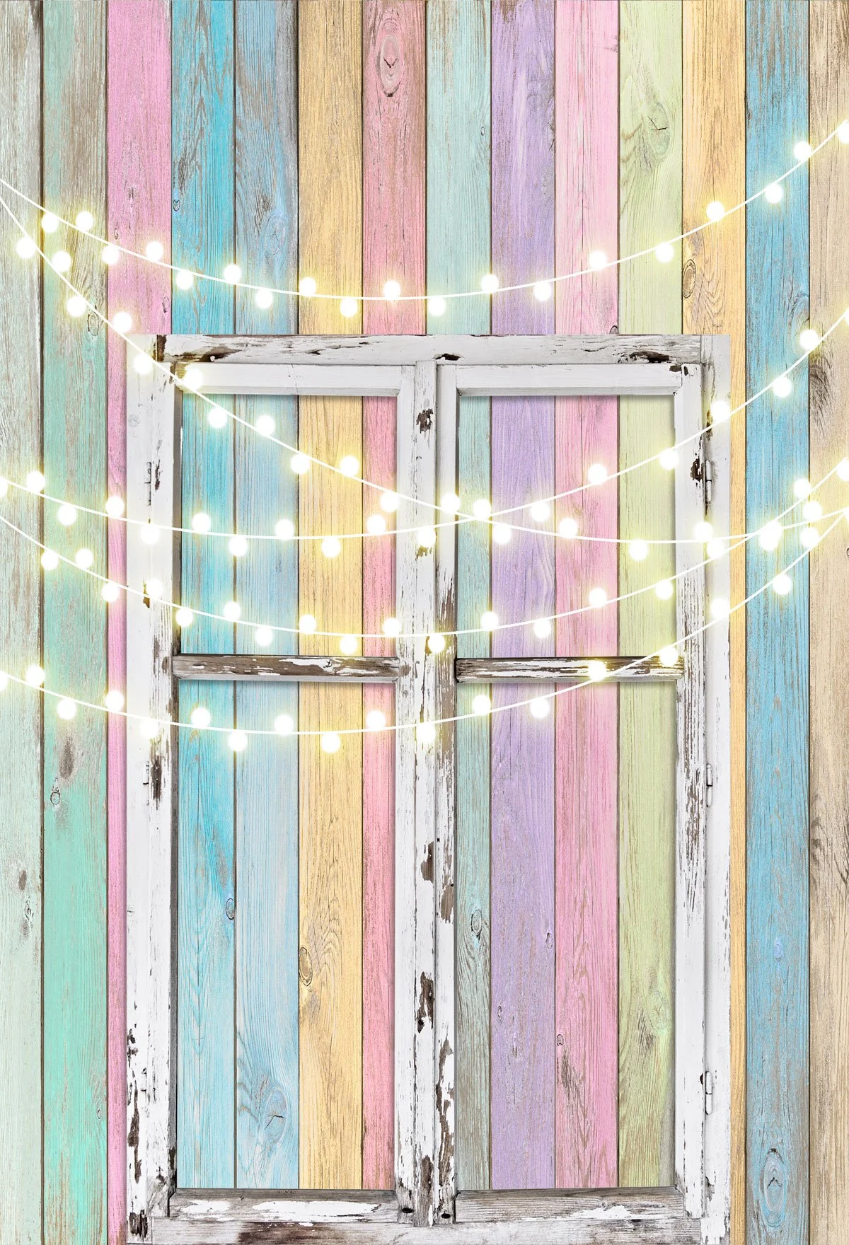 Kate Birthday Colorful Wood Wall Window Backdrop for Children Designed by JFCC - Image 2