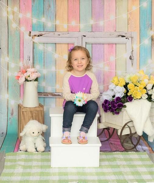 Kate Birthday Colorful Wood Wall Window Backdrop for Children Designed by JFCC - Image 6