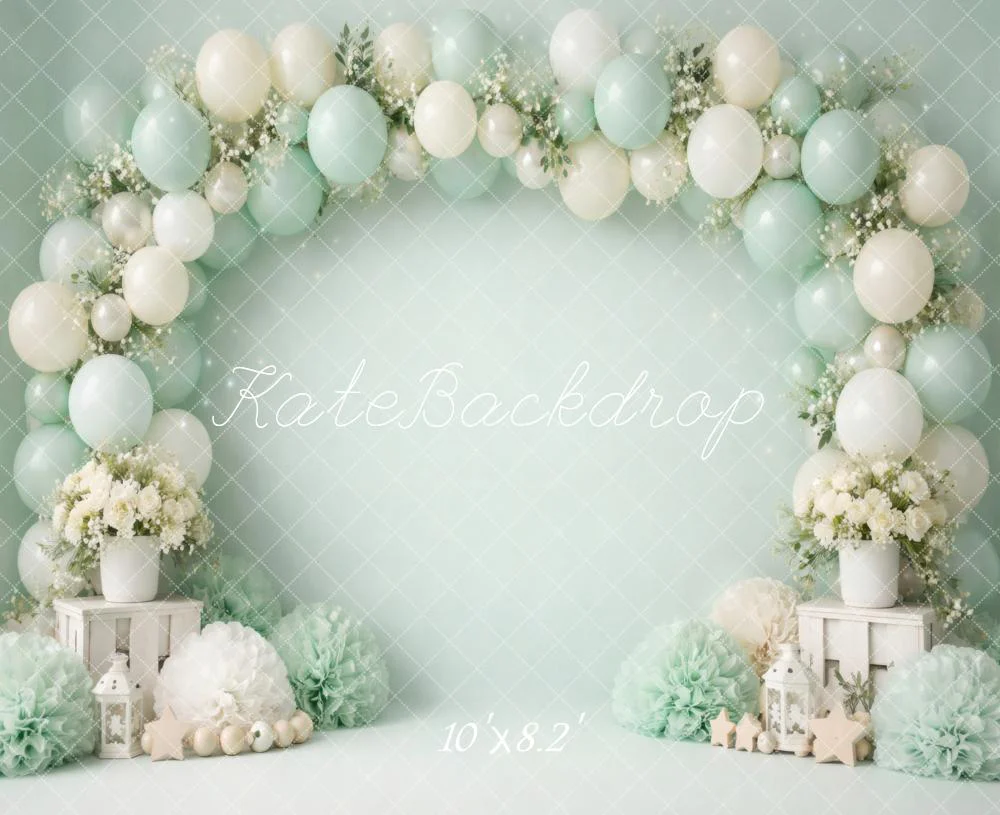 Kate Birthday Balloons Arch Green Backdrop Designed by Vertigo Productions - Image 6