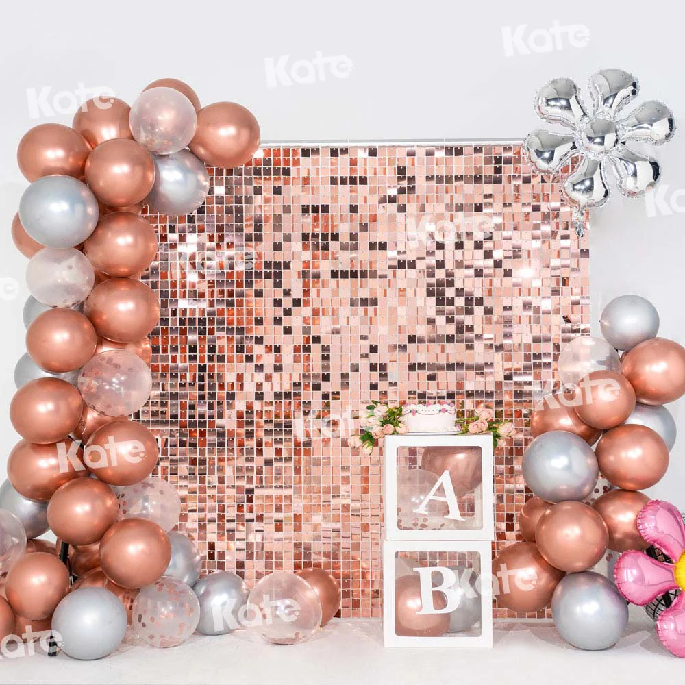 Kate Birthday Balloons Champagne Sequin Wall Party Backdrop Designed by Emetselch - Image 2