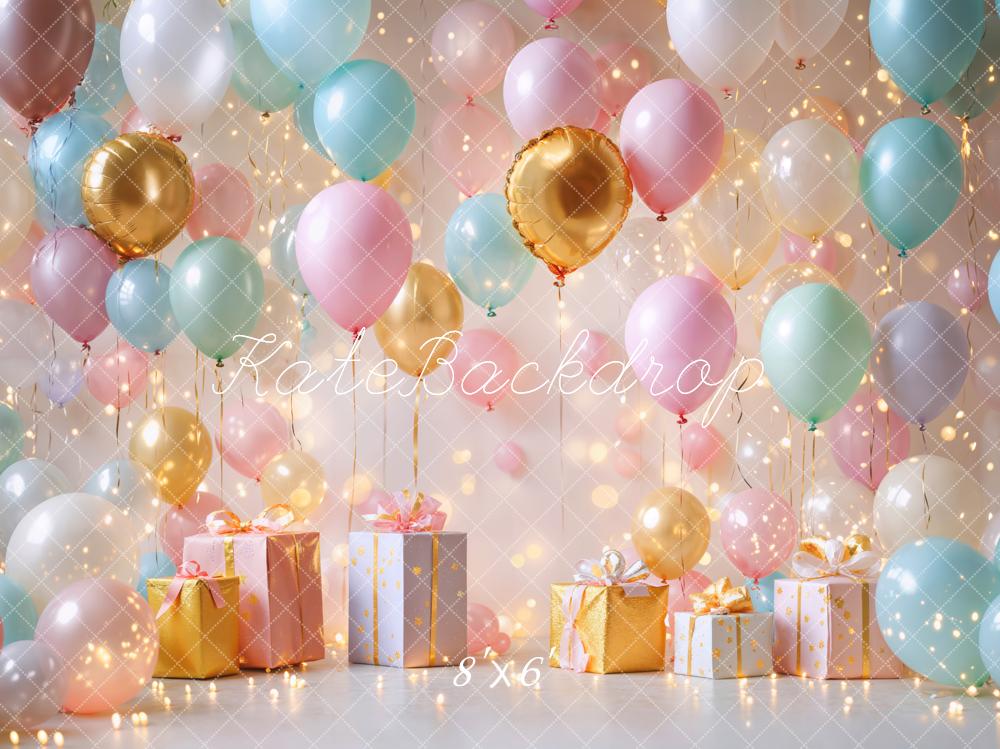 Kate Birthday Balloons Gifts Lights Backdrop Designed by Emetselch - Image 6
