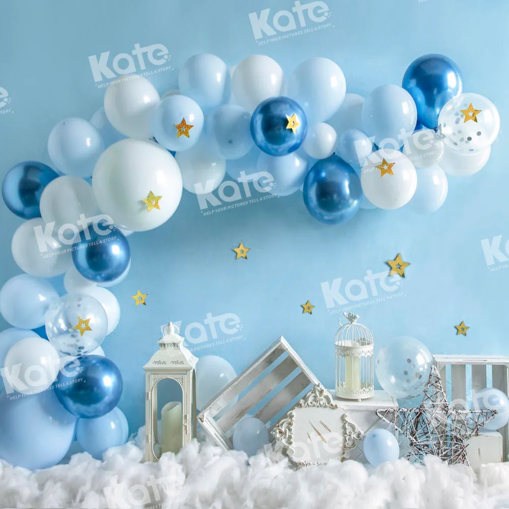 Kate Birthday Blue Balloons Cake Smash Backdrop Designed by Emetselch - Image 2