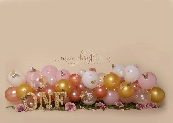 Kate 1st Birthday Balloon with Butterfly Backdrop Designed by Cassie Christiansen - Image 2