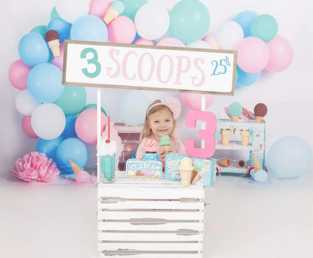 Kate Summer Ice-cream Balloons Backdrop Designed by Megan Leigh Photography - Image 4