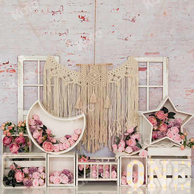 Kate Birthday Flower Boho Cake Smash Backdrop Designed by Emetselch - Image 6