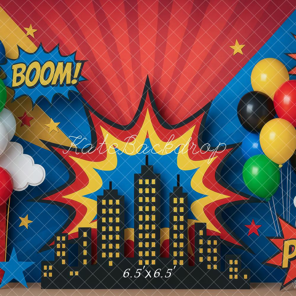 Kate Birthday Hero City Comic Colorful Backdrop Designed by Mini MakeBelieve - Image 3