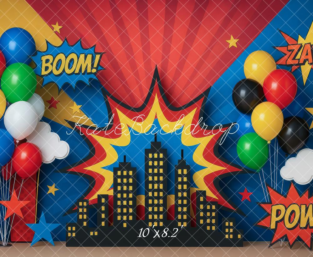 Kate Birthday Hero City Comic Colorful Backdrop Designed by Mini MakeBelieve - Image 6
