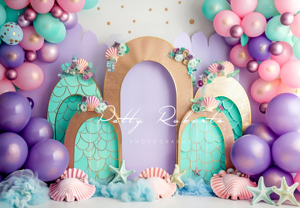 Kate Birthday Mermaid Colorful Balloon Arch Backdrop Designed by Patty Robert - Image 2