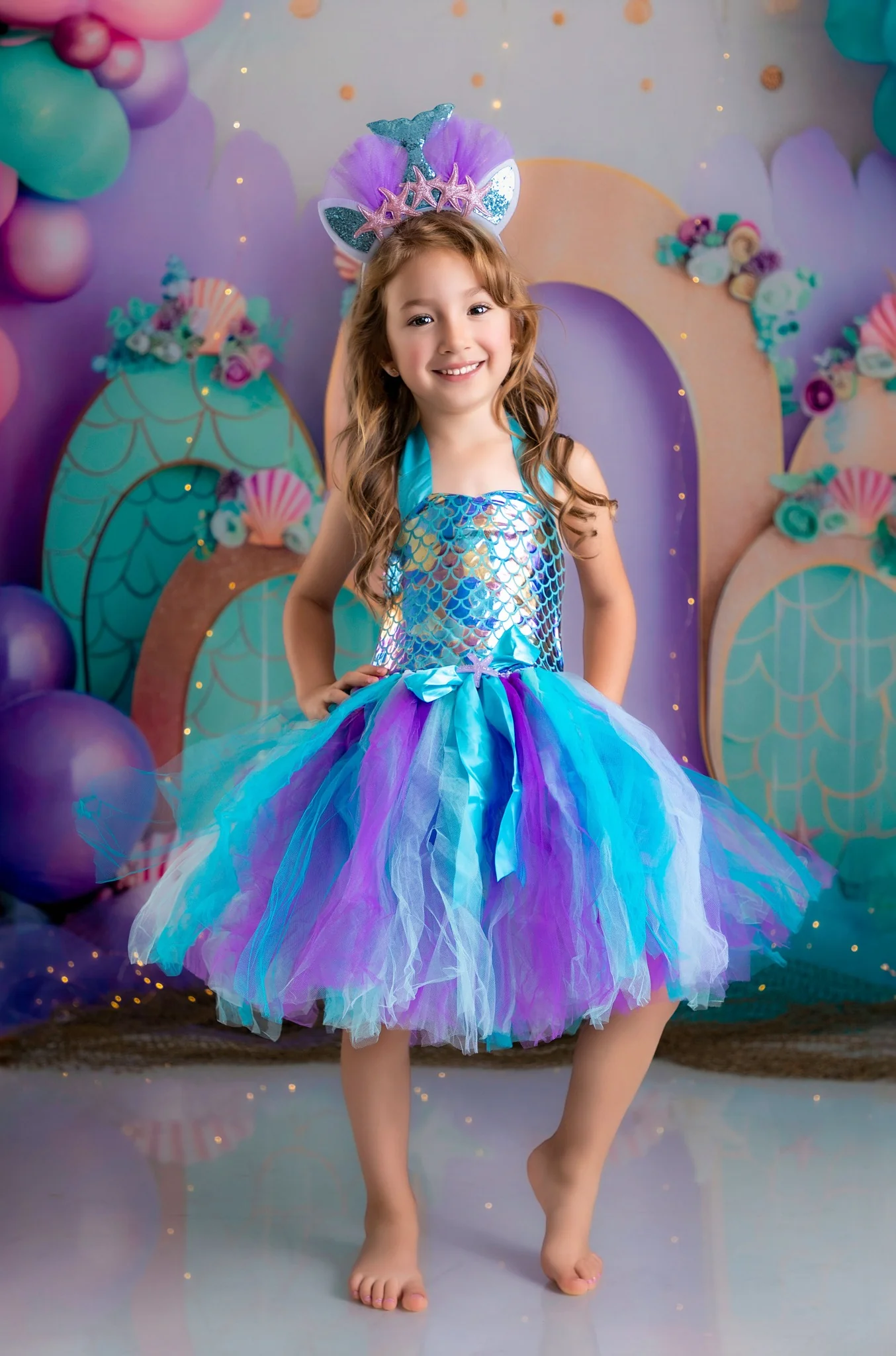 Kate Birthday Mermaid Colorful Balloon Arch Backdrop Designed by Patty Robert - Image 3