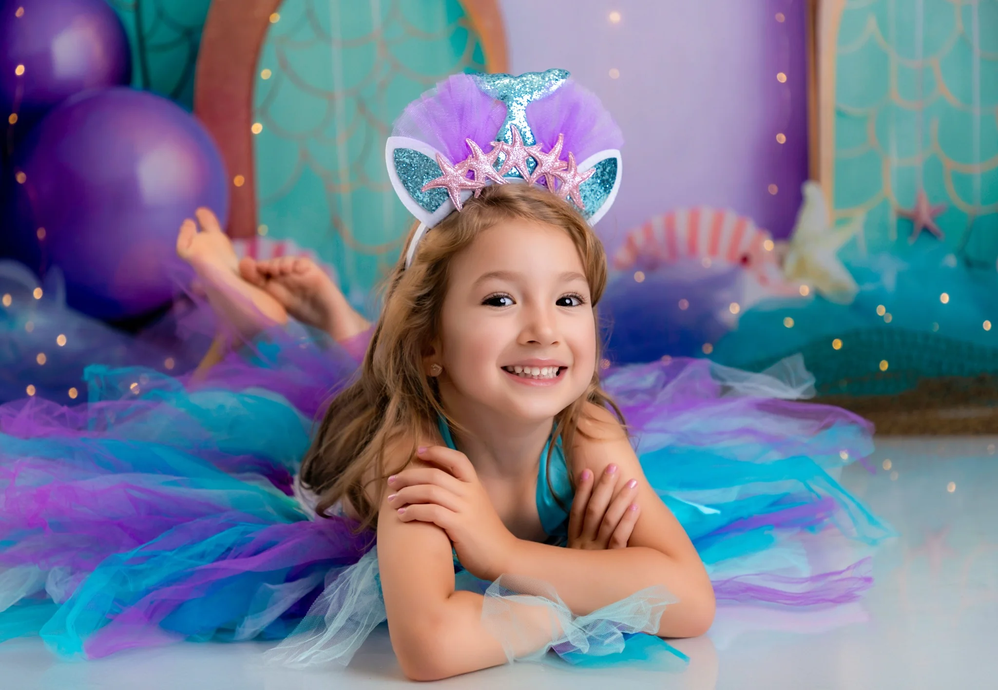 Kate Birthday Mermaid Colorful Balloon Arch Backdrop Designed by Patty Robert - Image 4