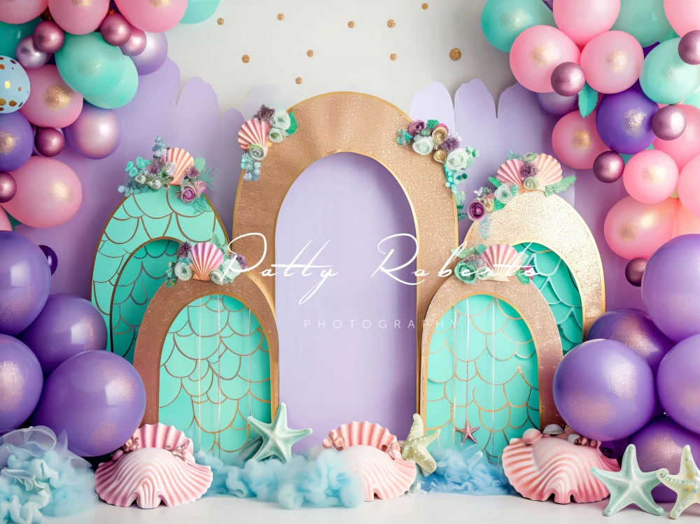 Kate Birthday Mermaid Colorful Balloon Arch Backdrop Designed by Patty Robert - Image 6