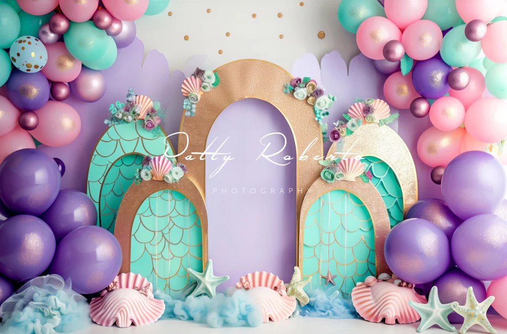 Kate Birthday Mermaid Colorful Balloon Arch Backdrop Designed by Patty Robert - Image 7